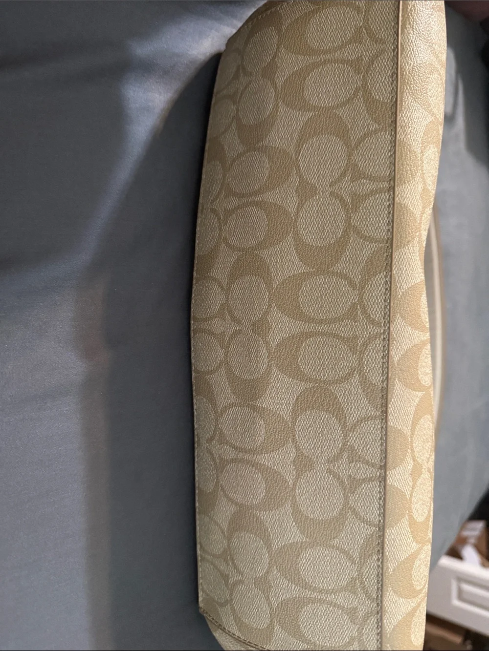 Coach Tan Signature Canvas Bag with Gold Hardware